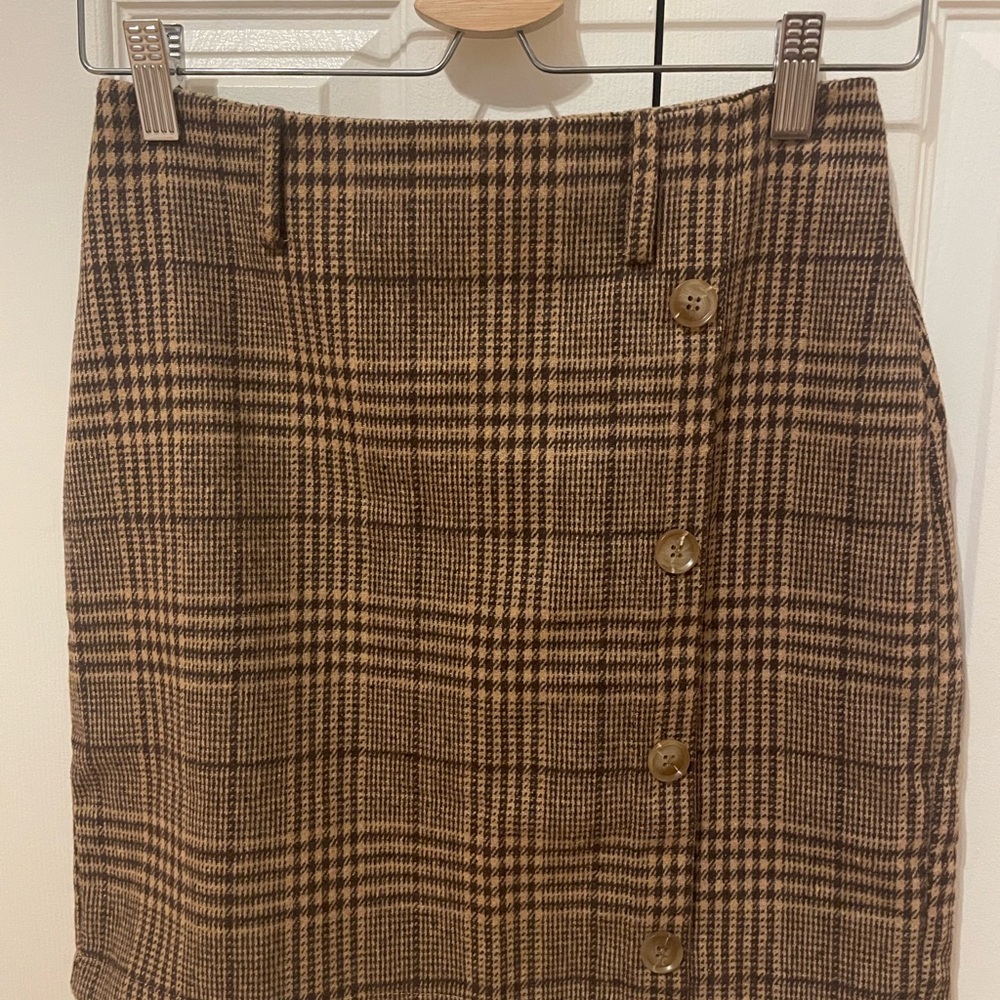 Classic Brown Plaid Pencil Skirt